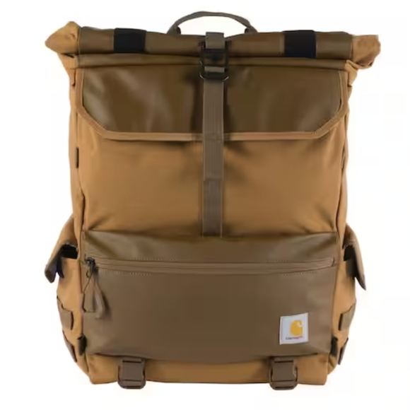 Carhartt Handbags - Carhartt Roll Top Brown Heavy-Duty Backpack